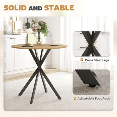 HOMCOM 80cm Round Dining Table, Industrial Kitchen Table with Steel Legs