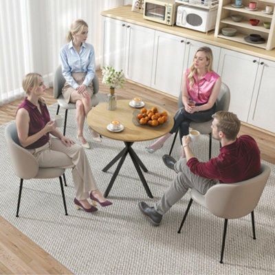 HOMCOM 80cm Round Dining Table, Industrial Kitchen Table with Steel Legs