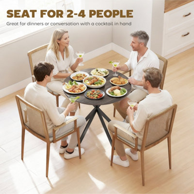 HOMCOM 80cm Round Dining Table, Industrial Kitchen Table with Steel Legs