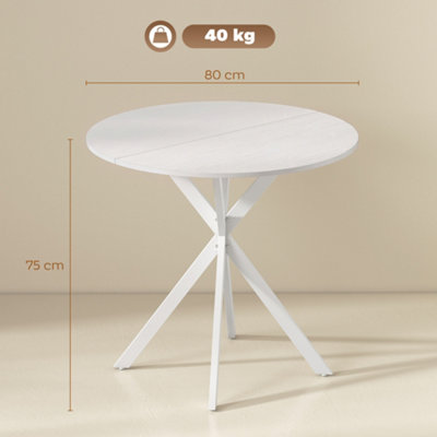 HOMCOM 80cm Round Dining Table, Industrial Kitchen Table with Steel Legs