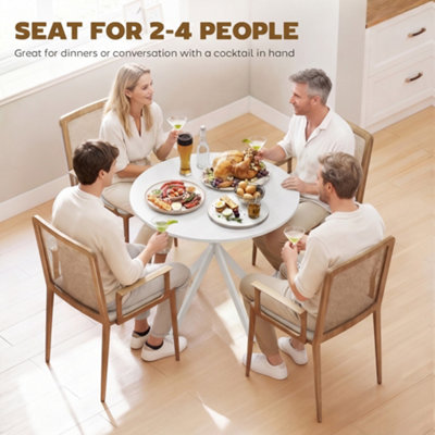 HOMCOM 80cm Round Dining Table, Industrial Kitchen Table with Steel Legs