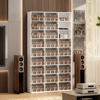 HOMCOM 835 CD/500 DVD Storage Unit, Blu-ray Media Storage Shelf, White