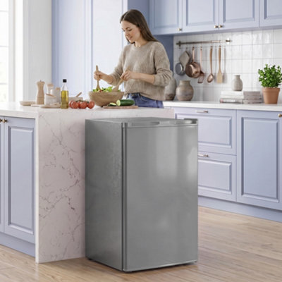 HOMCOM 85L Mini Freezer Countertop, Compact Upright Freezer, Grey