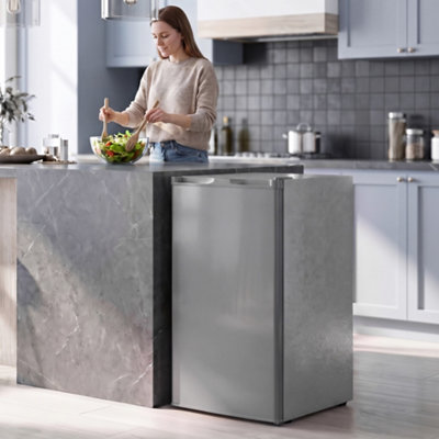 HOMCOM 85L Mini Freezer Countertop, Compact Upright Freezer, Grey