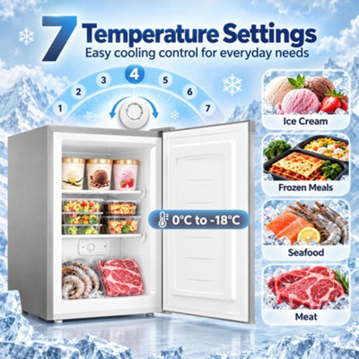 HOMCOM 85L Mini Freezer Countertop, Compact Upright Freezer, Grey