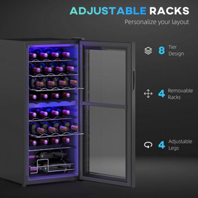HOMCOM 86L Dual Zone Wine Cooler with Adjustable Temperature Control, Black