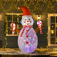 HOMCOM 8ft Christmas Inflatable Snowman with Candy, Rotating Lighted for Home Indoor Outdoor Garden Lawn Decoration Party Prop