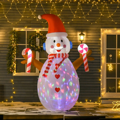 HOMCOM 8ft Christmas Inflatable Snowman with Candy Rotating
