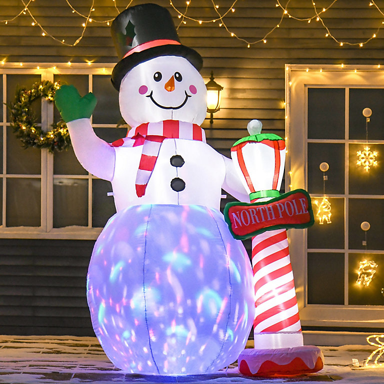 HOMCOM 8ft Tall Christmas Inflatable Snowman with Street Lamp, Lighted ...