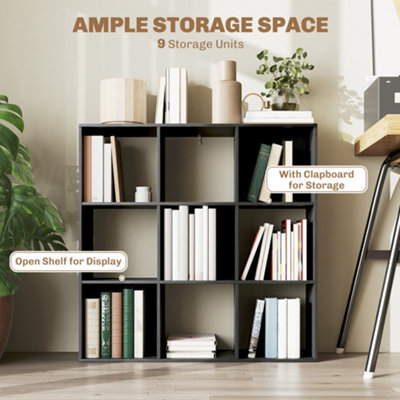 HOMCOM 9 Cube Storage Unit Cabinet Bookcase Display Shelves, Black