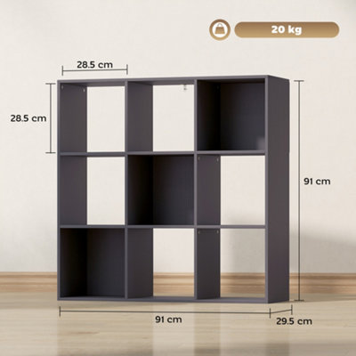 HOMCOM 9 Cube Storage Unit Cabinet Bookcase Display Shelves, Grey