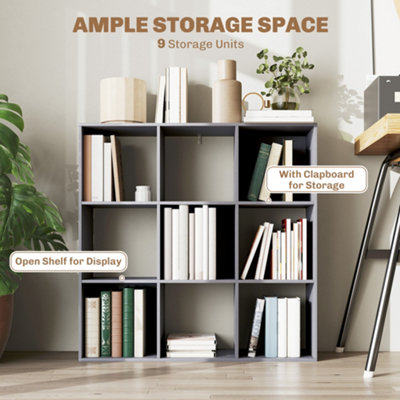 HOMCOM 9 Cube Storage Unit Cabinet Bookcase Display Shelves, Grey