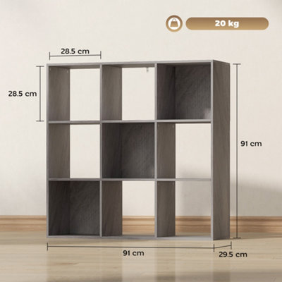 HOMCOM 9 Cube Storage Unit Cabinet Bookcase Display Shelves, Marble Grey