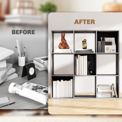HOMCOM 9 Cube Storage Unit Cabinet Bookcase Display Shelves, Marble Grey