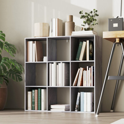 HOMCOM 9 Cube Storage Unit Cabinet Bookcase Display Shelves, Marble Grey