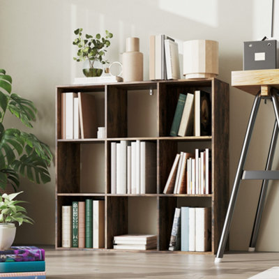 HOMCOM 9 Cube Storage Unit Cabinet Bookcase Display Shelves, Rustic Brown