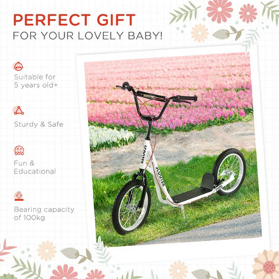 HOMCOM 90-96cm Kids Kick Scooter w/ Adjustable Handlebar Inflatable ...