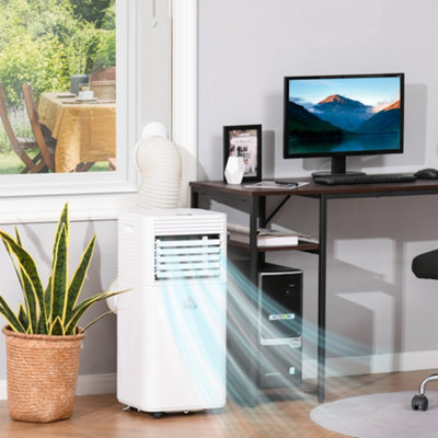 HOMCOM 9000 BTU Portable Air Conditioner 4 Modes LED Display Timer Home  Office White | DIY at Bu0026Q
