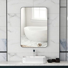 HOMCOM 90cm Rectangle Mirror, Wall Mirror for Bathroom, Black