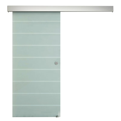 HOMCOM 90cm Sliding Glass Door Set Frosted Stripe w/ Handle Living Room Office
