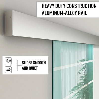 HOMCOM 90cm Sliding Glass Door Set Frosted Stripe w/ Handle Living Room Office