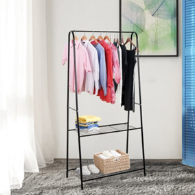 HOMCOM A Shaped Clothes Rack Garment Hanger Hanging Rail 2-tier Shelving Metal
