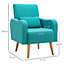HOMCOM Accent Chair Linen-Touch Armchair Upholstered Leisure Lounge Sofa Club with Pillow & Wood Legs - Teal