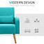HOMCOM Accent Chair Linen-Touch Armchair Upholstered Leisure Lounge Sofa Club with Pillow & Wood Legs - Teal