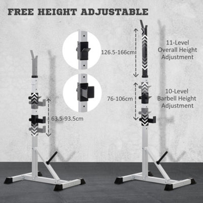 HOMCOM Adjust Pair of Barbell Squat Racks Stand Weight Lifting Bench ...