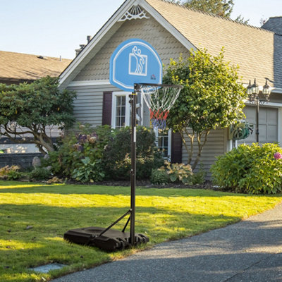 HOMCOM Adjustable Basketball Hoop Stand w/ Wheels and Weight Base, Blue