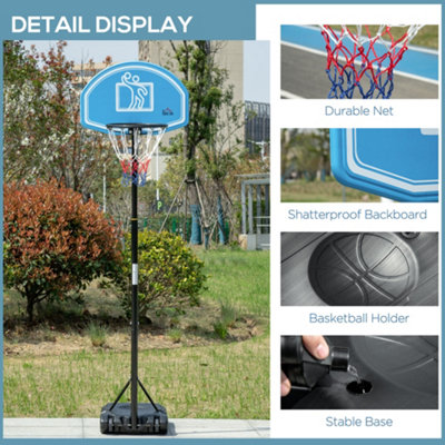 HOMCOM Adjustable Basketball Hoop Stand w/ Wheels and Weight Base, Blue