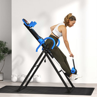 HOMCOM Adjustable Gravity Inversion Table with Safety Belt, Blue