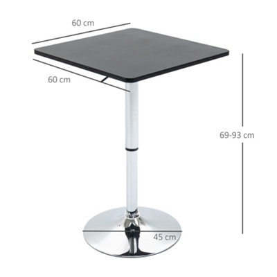 HOMCOM Adjustable Height Bar Table with Metal Frame and Square Tabletop