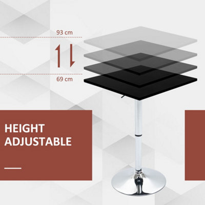 HOMCOM Adjustable Height Bar Table with Metal Frame and Square Tabletop