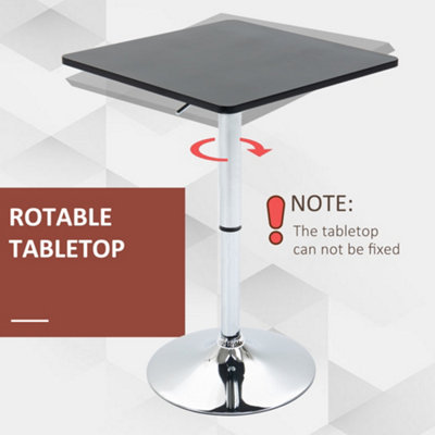 HOMCOM Adjustable Height Bar Table with Metal Frame and Square Tabletop