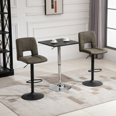 HOMCOM Adjustable Height Bar Table with Metal Frame and Square Tabletop