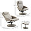 HOMCOM Adjustable PU Leather Recliner Swivel Executive Reclining Chair High Back Armchair Lounge Seat Grey