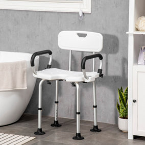 HOMCOM Adjustable Shower Stool with Suction Foot Pads for Elderly Disabled