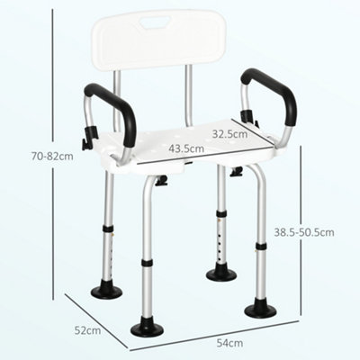 HOMCOM Adjustable Shower Stool with Suction Foot Pads for Elderly Disabled