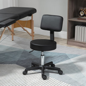 HOMCOM Adjustable Swivel Salon Chair Padded Seat Back 5 Wheels Black