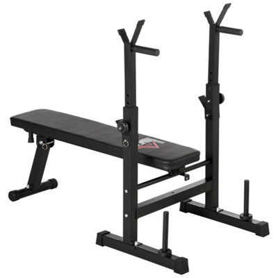 HOMCOM Adjustable Weight Bench with Barbell Rack, Dip Station, Black