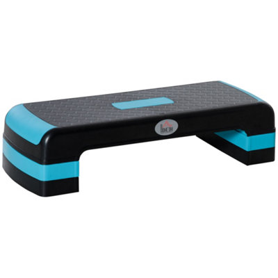 HOMCOM Aerobic Step Three-Level Adjustable Exercise Stepper, Black and Blue