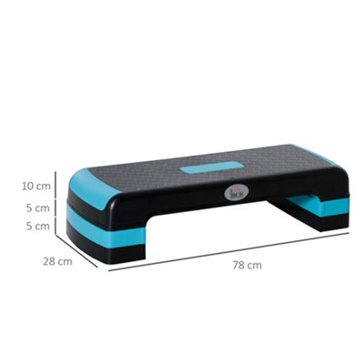 HOMCOM Aerobic Step Three-Level Adjustable Exercise Stepper, Black and Blue