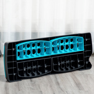 HOMCOM Aerobic Step Three-Level Adjustable Exercise Stepper, Black and Blue