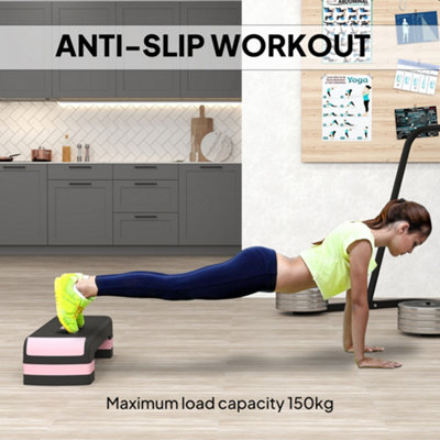 HOMCOM Stepper Aérobic Fitness Hauteur Réglable 3 Niveaux Surface Antiderapante 78 X 28 X 20 Cm Noir Et Bleu~1cp0nf120uo00
