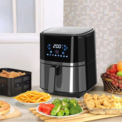 HOMCOM Air Fryer 4.5L 1500W With Digital Display Rapid Air Circulation ...