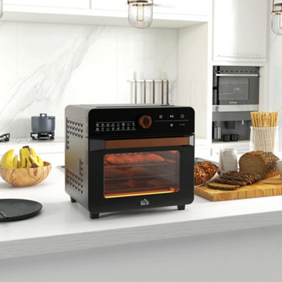 HOMCOM mini oven met convectie, 20 liter, 3 in 1 grillrooster, bakplaat