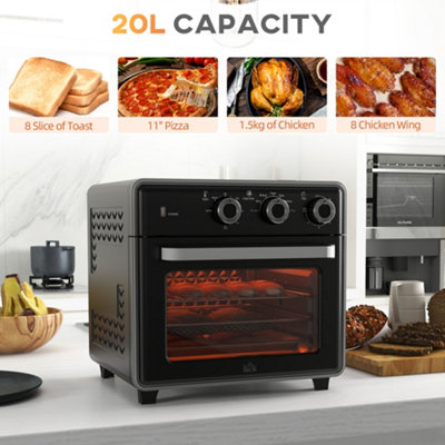 HOMCOM Air Fryer Oven 20L Mini Oven Countertop Convection Oven 1400W Black