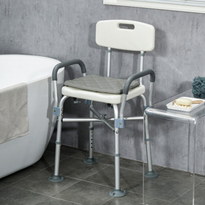 HOMCOM Aluminium Shower Chair Adjustable Bath Stool for Senior