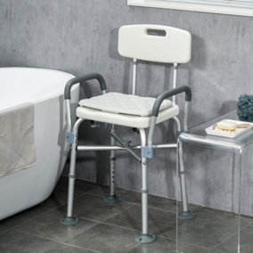 HOMCOM Aluminium Shower Chair Adjustable Bath Stool for Senior Disabled Pregnant